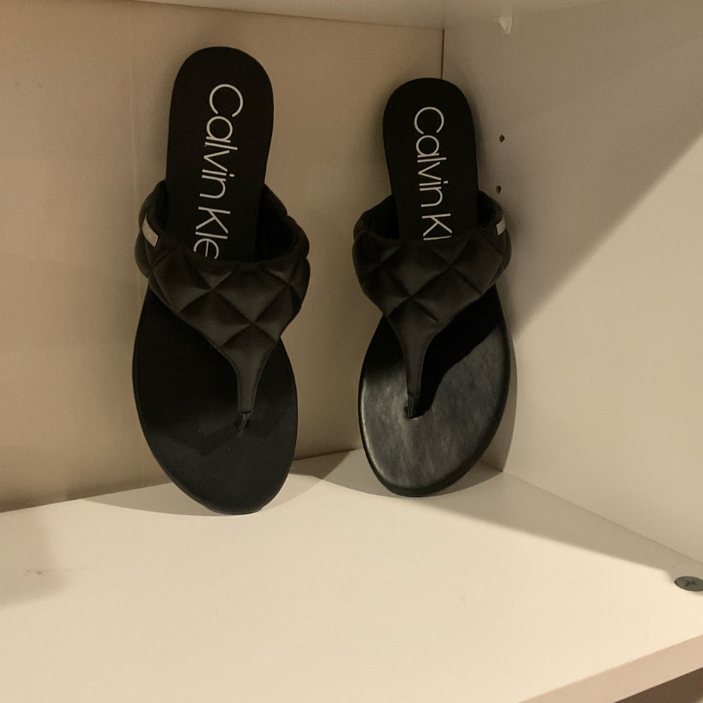 Calvin Klein Black Quilted Sandals